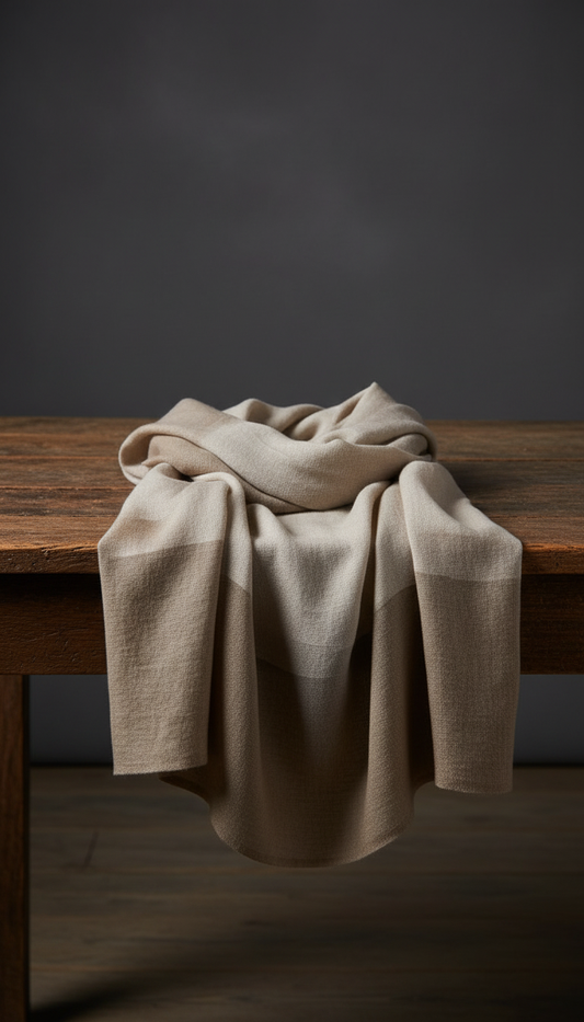 Earth-toned linen scarf in a new setting
